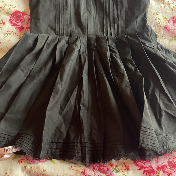 NEW! House of CB- Jemima Black Pin Tuck Pleated Mini Dress Size Large Ruffles - Picture 8 of 10